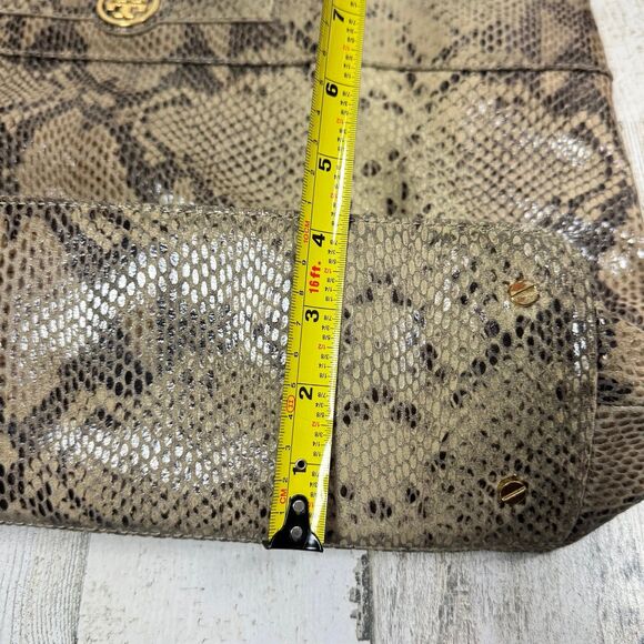 Tory Burch Gray Python Embosed and Black Structured Tote bag - Picture 10 of 11